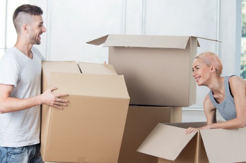 Packed moving boxes prepared for a local move in Vauxhall